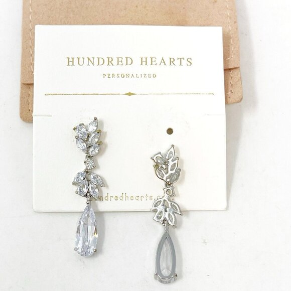 New Hundred Hearts Silver Tone Crystal Dangle/Drop Earrings Wedding Bride Prom - Picture 3 of 4